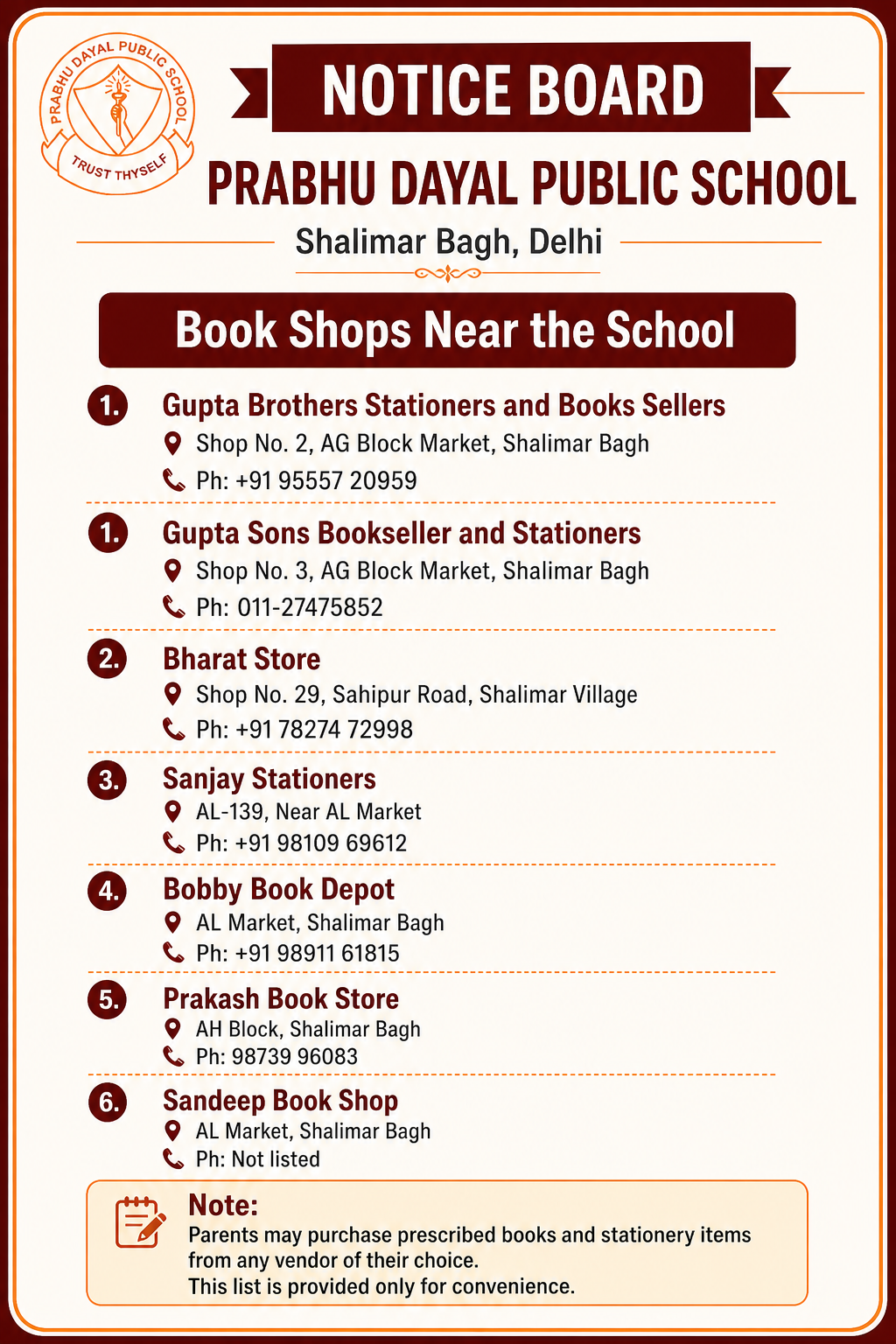 Book & Stationary Detail
